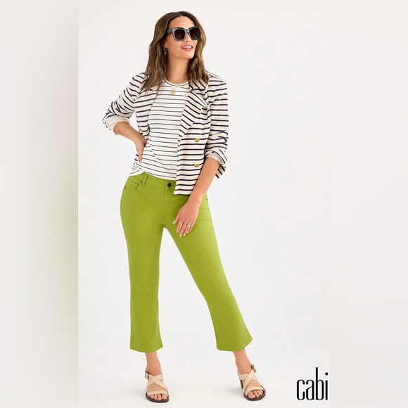 CAbi Grasshopper Green color. Kick back flare pants. Size 10. Worn once. - Picture 4 of 6